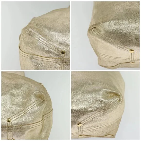 TIFFANY&Co. Reversible Tote Bag Leather Suede Gold Tone Auth 105966